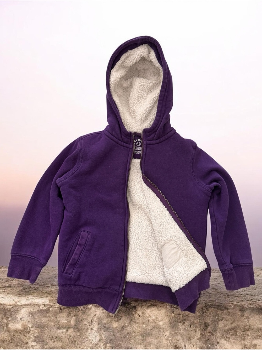 Primary Purple Hooded Sherpa-Lined Zip Jacket